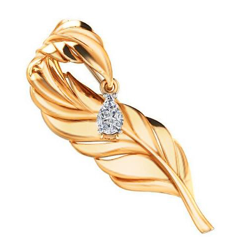 Брошь из золота с фианитом