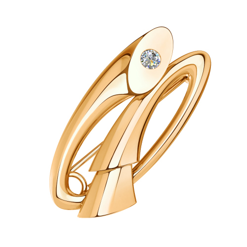 Брошь из золота с фианитом