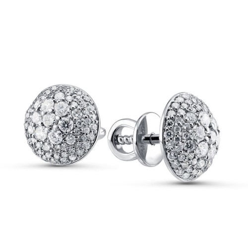 Серьги пусеты (гвоздики) из белого золота с бриллиантом