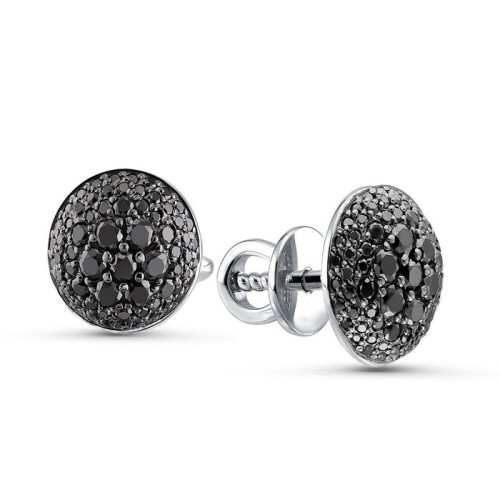 Серьги пусеты (гвоздики) из белого золота с бриллиантом