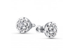 Серьги пусеты (гвоздики) из белого золота с бриллиантом