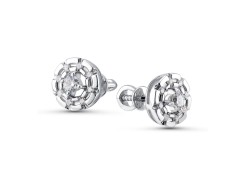 Серьги пусеты (гвоздики) из белого золота с бриллиантом