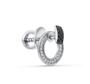 Серьга пусет (гвоздик) из белого золота с бриллиантом