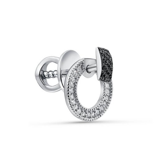 Серьга пусет (гвоздик) из белого золота с бриллиантом