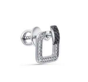 Серьга пусет (гвоздик) из белого золота с бриллиантом