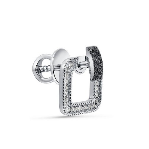 Серьга пусет (гвоздик) из белого золота с бриллиантом