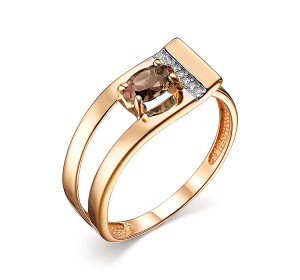 Золотое кольцо с раух-топазом