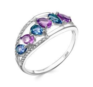 Серебряное кольцо с полудрагоценными камнями