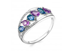 Серебряное кольцо с полудрагоценными камнями