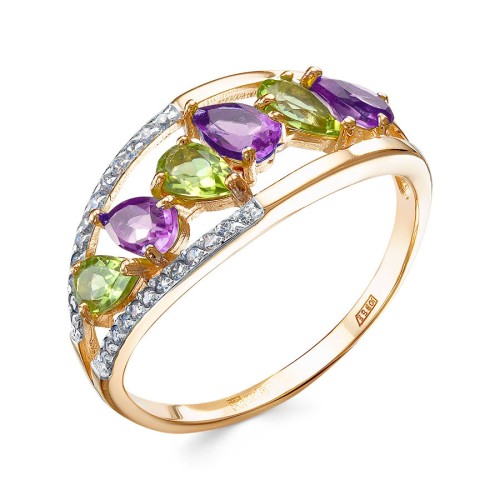 Золотое кольцо с полудрагоценными камнями