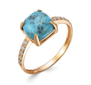 Серебряное кольцо с позолотой с бирюзой