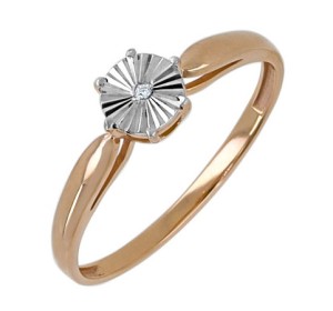 Золотое кольцо с фианитом