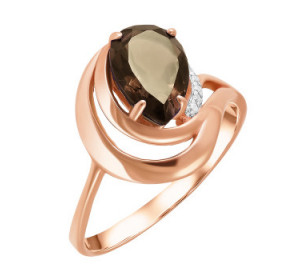 Золотое кольцо с раух-топазом