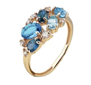 Золотое кольцо с полудрагоценными камнями