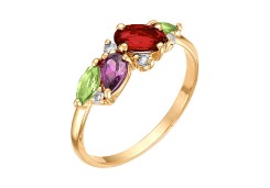 Золотое кольцо с полудрагоценными камнями