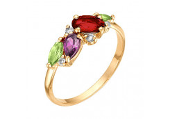 Золотое кольцо с полудрагоценными камнями