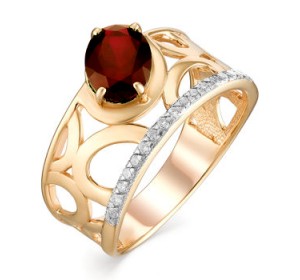Золотое кольцо с гранатом