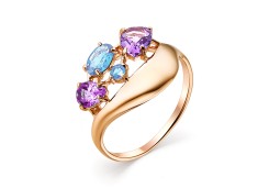 Золотое кольцо с полудрагоценными камнями