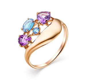 Золотое кольцо с полудрагоценными камнями