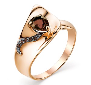 Золотое кольцо с раух-топазом