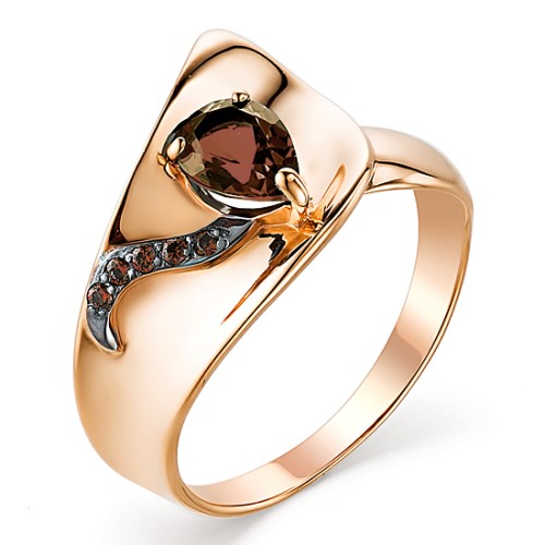 Золотое кольцо с раух-топазом