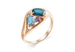 Золотое кольцо с полудрагоценными камнями