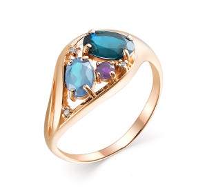 Золотое кольцо с полудрагоценными камнями