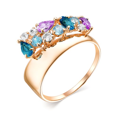 Золотое кольцо с полудрагоценными камнями