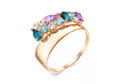 Золотое кольцо с полудрагоценными камнями