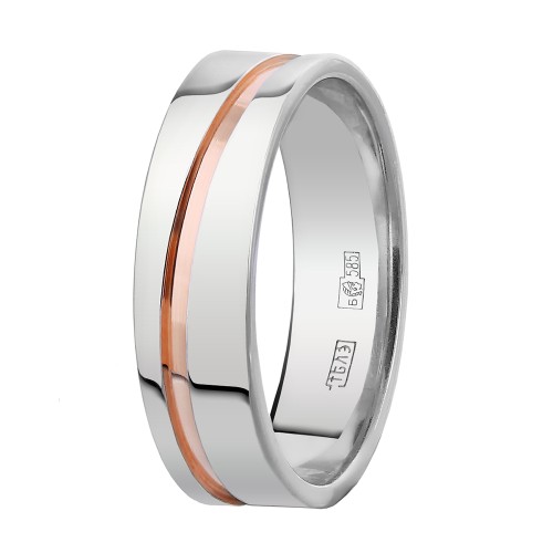 Кольцо обручальное из белого золота 