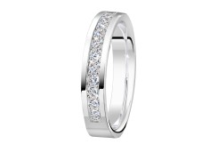 Кольцо обручальное из белого золота с бриллиантом