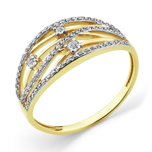 Кольцо из желтого золота с фианитом