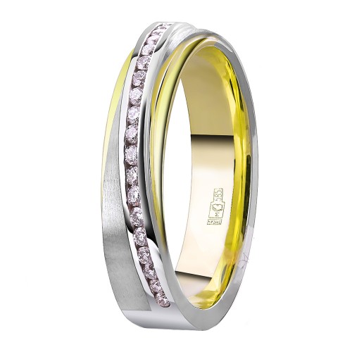 Золотое обручальное кольцо с бриллиантом