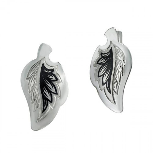 Серебряные cерьги классические с чернением