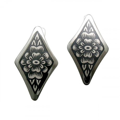 Серебряные cерьги классические с чернением