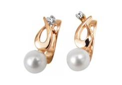 Золотые cерьги классические с жемчугом