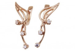 Золотые cерьги классические с фианитом