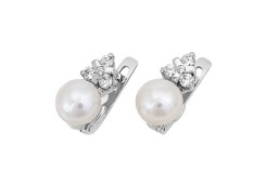 Серебряные cерьги классические с жемчугом
