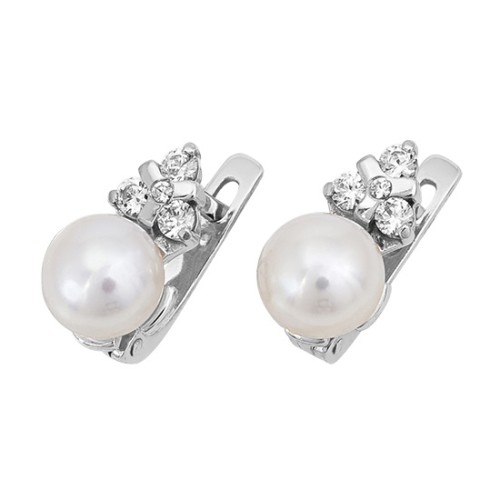 Серебряные cерьги классические с жемчугом