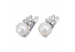 Серебряные cерьги классические с жемчугом