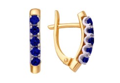 Золотые cерьги с сапфиром