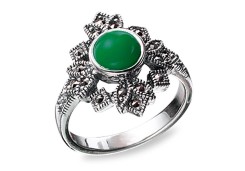 Серебряное кольцо с агатом зеленым