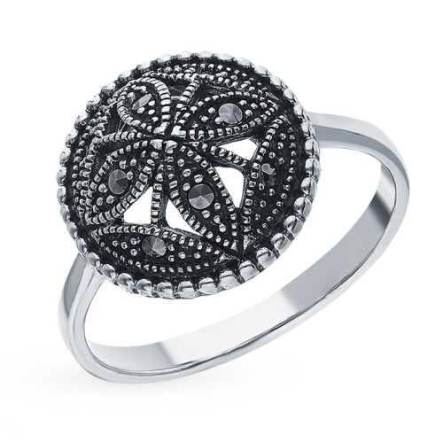 Серебряное кольцо с марказитом