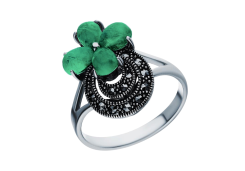 Серебряное кольцо с агатом зеленым