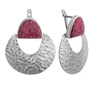 Серебряные cерьги висячие с тулитом