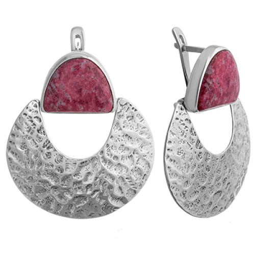 Серебряные cерьги висячие с тулитом