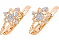 Золотые cерьги классические с фианитом