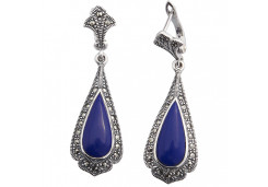 Серебряные cерьги висячие с лазуритом
