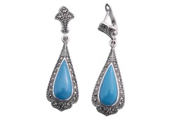 Серебряные cерьги висячие с бирюзой