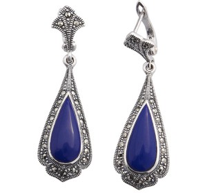 Серебряные cерьги висячие с лазуритом